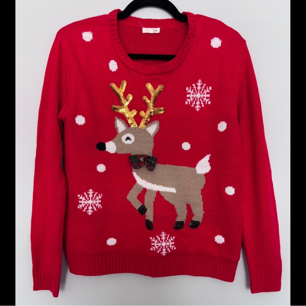 Ugly Christmas Sweater – Red Reindeer – Size Medium